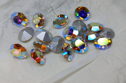 Swarovski® Fancy Vintage Oval Aurore Boreale Silver Foiled 12x10mm