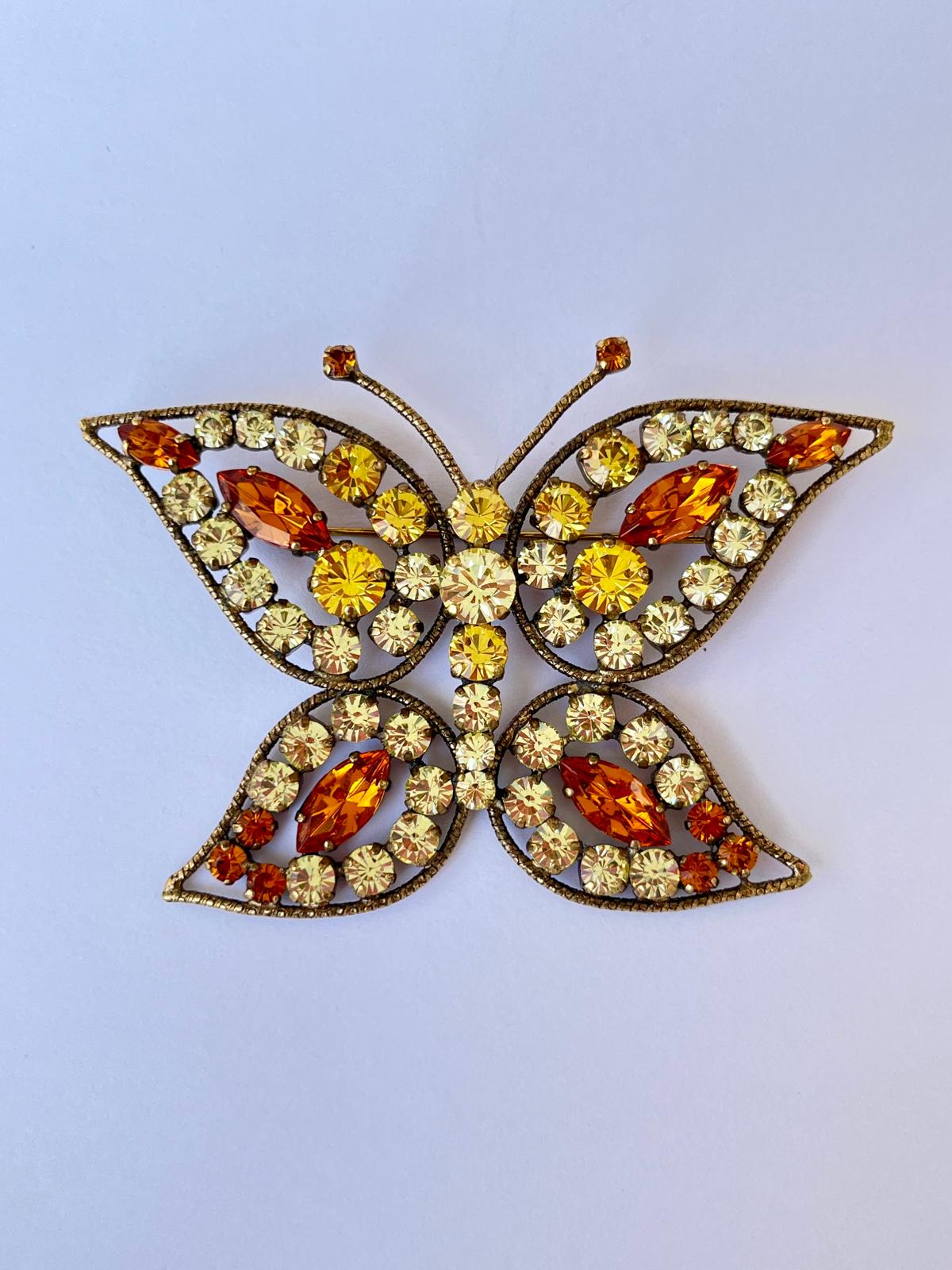 8488 Vintage Schmetterling Swarovski Kristallen Brosche 90mm