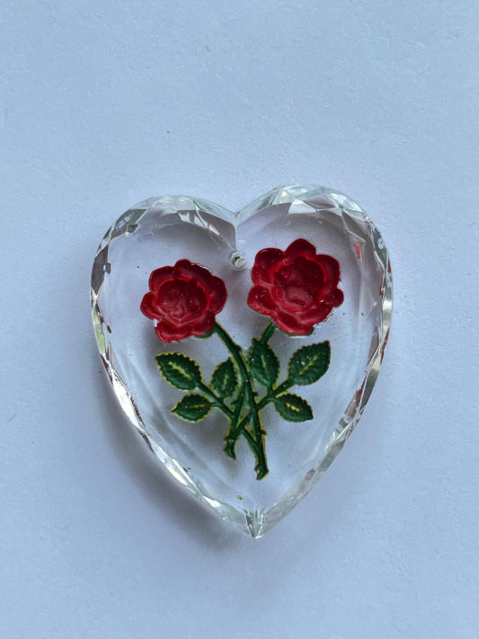 1041 Vintage Crystal Geprägter Herz Cabochon 34mm