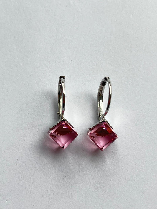 3051 Vintage Swarovski Kristallen Ohrhänger Rosa 6mm