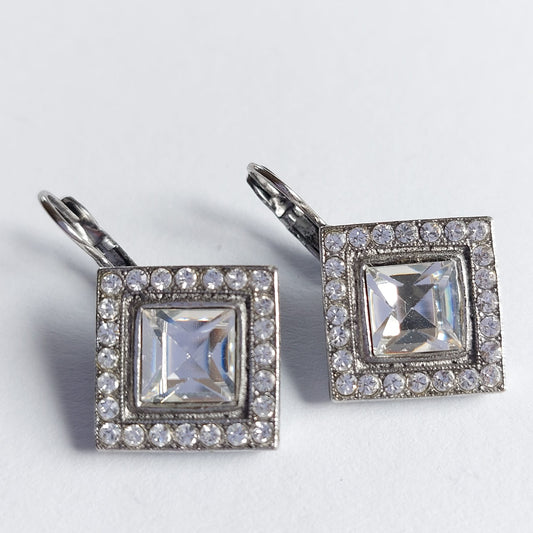 3566 Vintage Ohrringe mit Swarovski Kristallen 30mm