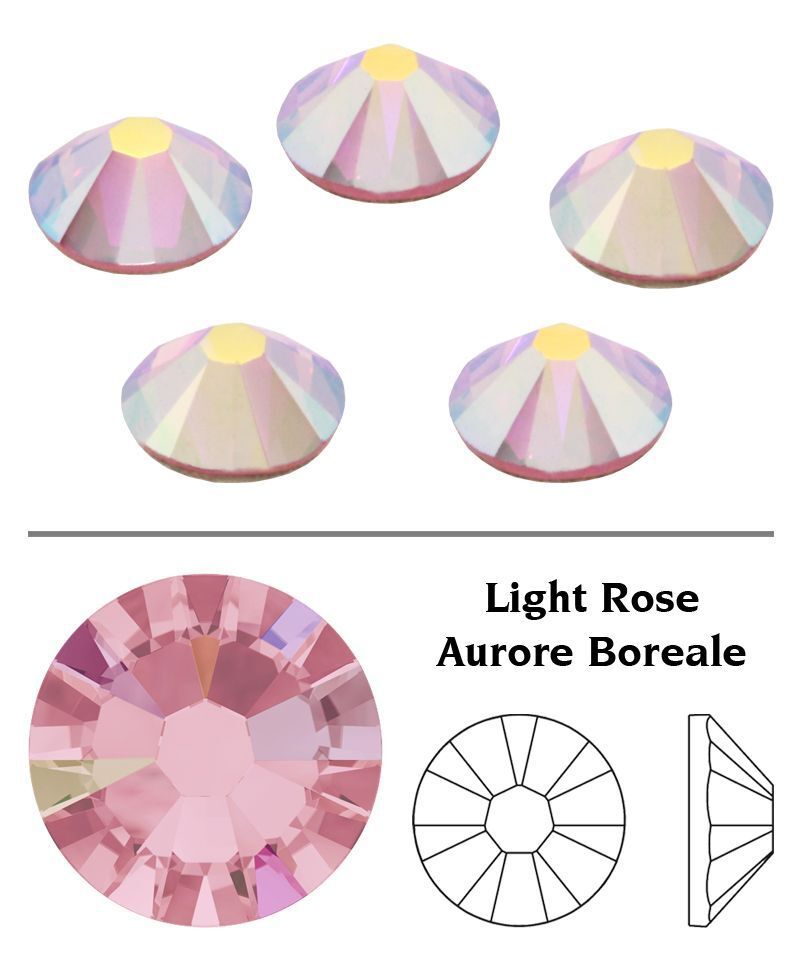 Swarovski® Flatback Hotfix Light Rose Aurore Boreale SS8
